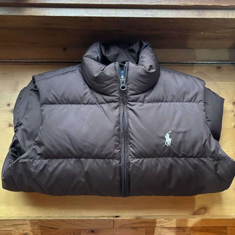 Brown Ralph Lauren down vest